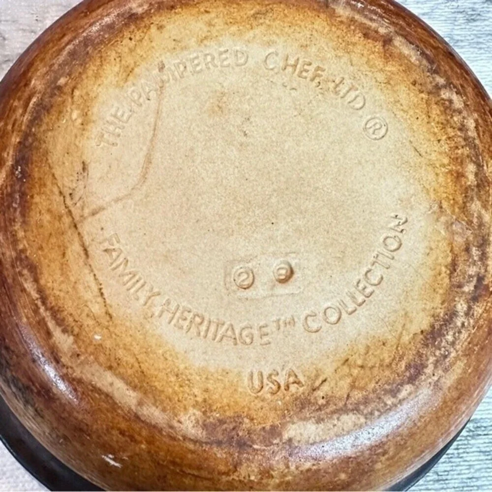 Pampered Chef Stoneware Bowl Vtg Family Heritage Collection Farmhouse Country